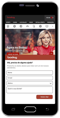 Captura de tela da página de suporte da casa de apostas Bodog