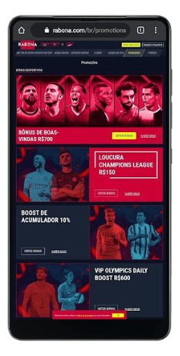 Captura de tela da página principal da casa de apostas Rabona